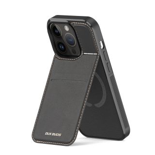 Dux Ducis RFID Rafi Mag MagSafe iPhone 15 Pro Max bőr hátlap tok kitámasztóval - fekete