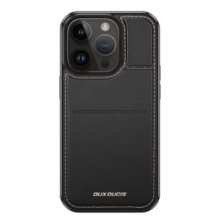 Dux Ducis RFID Rafi Mag MagSafe iPhone 14 Plus / 15 Plus bőr hátlap tok kitámasztóval - fekete