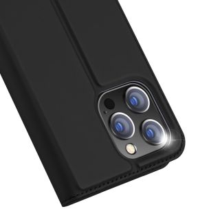 DuxDucis Skin Pro iPhone 15 Pro kinyitható bőr tok - fekete