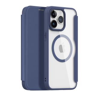 DuxDucis Skin X Pro MagSafe iPhone 15 Pro Max kinyitható bőr tok - kék