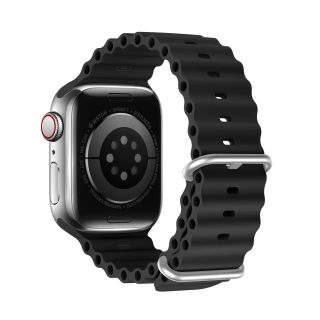 DuxDucis OceanWave Apple Watch 45mm / 44mm / 42mm / Ultra 49mm szilikon szíj - fekete