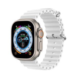 DuxDucis OceanWave Apple Watch 45mm / 44mm / 42mm / Ultra 49mm szilikon szíj - fehér