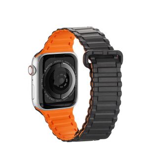 DuxDucis Armor Apple Watch 45mm / 44mm / 42mm / Ultra 49mm  szilikon szíj - fekete/narancssárga