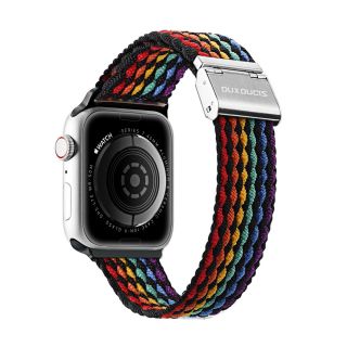 DuxDucis Strap Mixture II Apple Watch 45mm / 44mm / 42mm / Ultra 49mm textil szíj - fekete/szivárványos