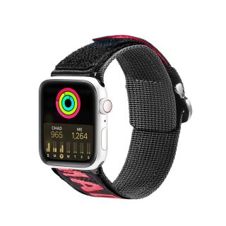 DuxDucis Strap Outdoor Apple Watch 45mm / 44mm / 42mm / Ultra 49mm textil szíj - fekete/piros