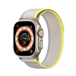 DuxDucis YJ Apple Watch 45mm / 44mm / 42mm / Ultra 49mm szövet szíj - sárga/bézs