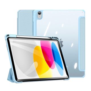DuxDucis Toby iPad 10,9" (2022) kinyitható bőr tok ceruzatartóval - kék