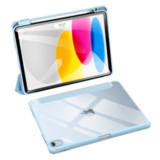 DuxDucis Toby iPad 10,9" (2022) kinyitható bőr tok ceruzatartóval - kék