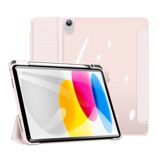 DuxDucis Toby iPad 10,9" (2022) kinyitható bőr tok ceruzatartóval - rózsaszín