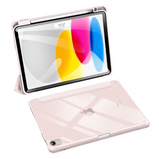 DuxDucis Toby iPad 10,9" (2022) kinyitható bőr tok ceruzatartóval - rózsaszín