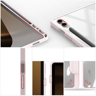 Dux Ducis Toby Samsung Galaxy Tab S9 FE+ Plus kinyitható bőr tok ceruzatartóval - rózsaszín
