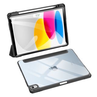 DuxDucis Toby iPad 10,9" (2022) kinyitható bőr tok ceruzatartóval - fekete