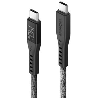 Energea Flow USB-C - USB-C kábel kijelzővel 240W 5A PD 1,5m - fekete