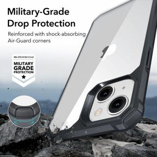 ESR Air Armor iPhone 14 / 13 ütésálló hátlap tok - fekete/ átlátszó