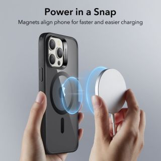 ESR Ch Halolock MagSafe iPhone 14 Pro ütésálló kemény hátlap tok - átlátszó/fekete