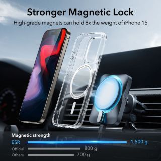 ESR Classic Hybrid HaloLock MagSafe iPhone 15 Pro ütésálló hátlap tok - átlátszó