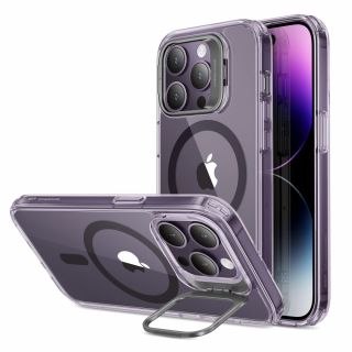 ESR Classic Kickstand Halolock MagSafe iPhone 14 Pro Max ütésálló kemény hátlap tok - átlátszó/lila
