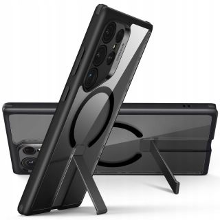ESR FlickStand Boost HaloLock MagSafe Samsung Galaxy S24 Ultra kemény hátlap tok kitámasztóval - fekete átlátszó