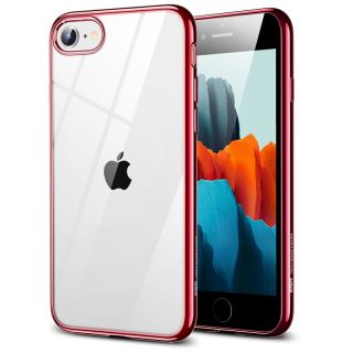 ESR Halo iPhone SE (2022/2020) / 8 / 7 szilikon hátlap tok - átlátszó/piros