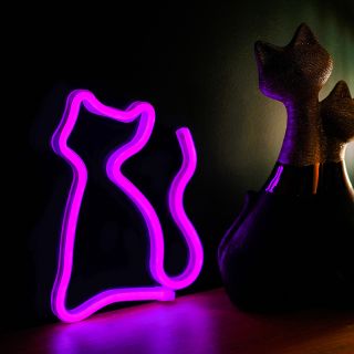 Forever Light Neon LED dekorációs világítás - pink cica