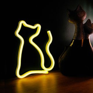 Forever Light Neon LED dekorációs világítás - sárga cica