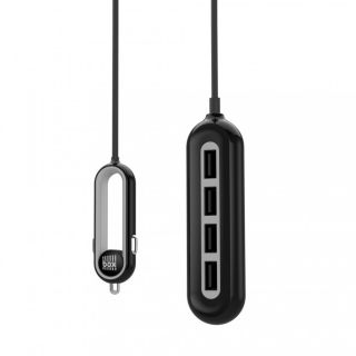 Box Products 4x USB autós adapter 9.6A 1.5m - fekete