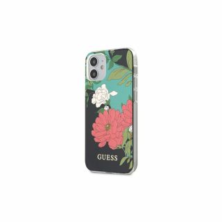 Guess Flower Collection iPhone 12 mini kemény tok - fekete