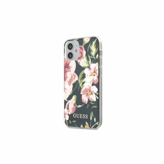 Guess Flower Collection iPhone 12 mini kemény tok - sötétkék