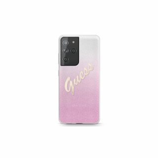 Guess Glitter Gradient Samsung Galaxy S21 Ultra kemény hátlap tok - rózsaszín