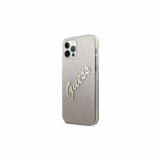 Guess Glitter Gradient Script iPhone 12/12 Pro szilikon tok - arany