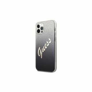 Guess Glitter Gradient Script iPhone 12/12 Pro szilikon tok - fekete