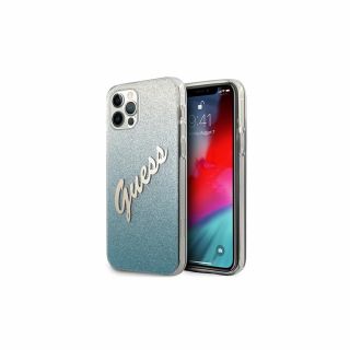 Guess Glitter Gradient Script iPhone 12/12 Pro szilikon tok - kék