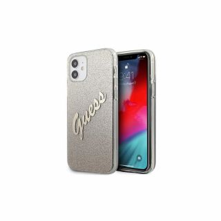 Guess Glitter Gradient Script iPhone 12 mini szilikon tok - arany