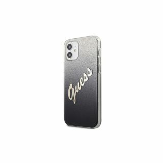 Guess Glitter Gradient Script iPhone 12 mini szilikon tok - fekete