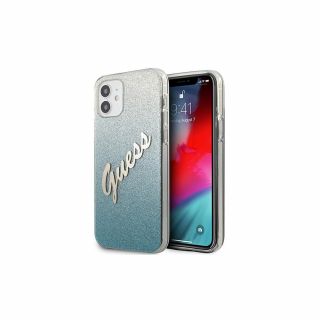 Guess Glitter Gradient Script iPhone 12 mini szilikon tok - kék