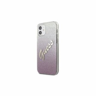 Guess Glitter Gradient Script iPhone 12 mini szilikon tok - rózsaszín