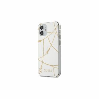 Guess Gold Chain Collection iPhone 12 mini szilikon tok - fehér