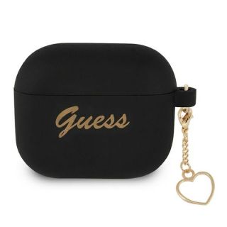 Guess Charm Heart GUA3LSCHSK Apple AirPods 3 szilikon tok + medál - fekete