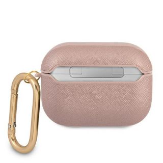 Guess Saffiano Script GUAPSASMP Apple AirPods Pro 1 bőr tok + karabíner - rózsaszín