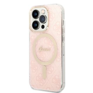 Guess GUBPP14LH4EACSP MagSafe iPhone 14 Pro kemény hátlap tok + MagSafe töltő - rózsaszín