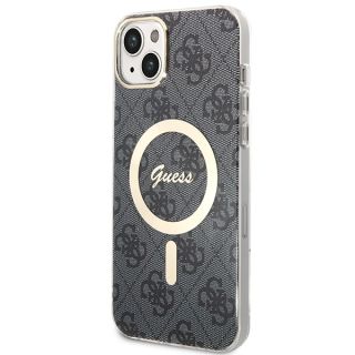 Guess GUBPP14MH4EACSK MagSafe iPhone 14 Plus / 15 Plus kemény hátlap tok + MagSafe töltő - fekete
