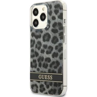 Guess GUHCP13LHSLEOK iPhone 13 Pro kemény hátlap tok - szürke/leopárd mintás