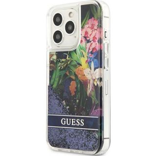 Guess Flower Liquid GUHCP13LLFLSB iPhone 13 Pro szilikon hátlap tok - zöld/virágos