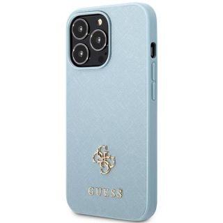 Guess Saffiano 4G GUHCP13LPS4MB iPhone 13 Pro bőr hátlap tok - kék