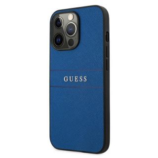 Guess Saffiano Strap GUHCP13LPSASBBL iPhone 13 Pro bőr hátlap tok - kék