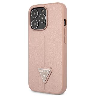 Guess Saffiano Triangle GUHCP13LPSATLP iPhone 13 Pro bőr hátlap tok - rózsaszín