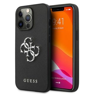 Guess Saffiano 4G GUHCP13LSA4GSBK iPhone 13 Pro bőr hátlap tok - fekete
