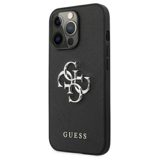 Guess Saffiano 4G GUHCP13LSA4GSBK iPhone 13 Pro bőr hátlap tok - fekete