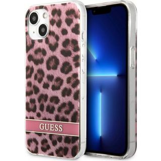 Guess GUHCP13SHSLEOP iPhone 13 mini kemény hátlap tok - rózsaszín/leopárd mintás