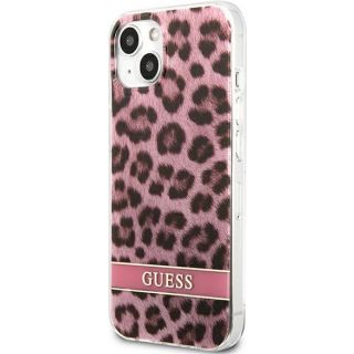 Guess GUHCP13SHSLEOP iPhone 13 mini kemény hátlap tok - rózsaszín/leopárd mintás